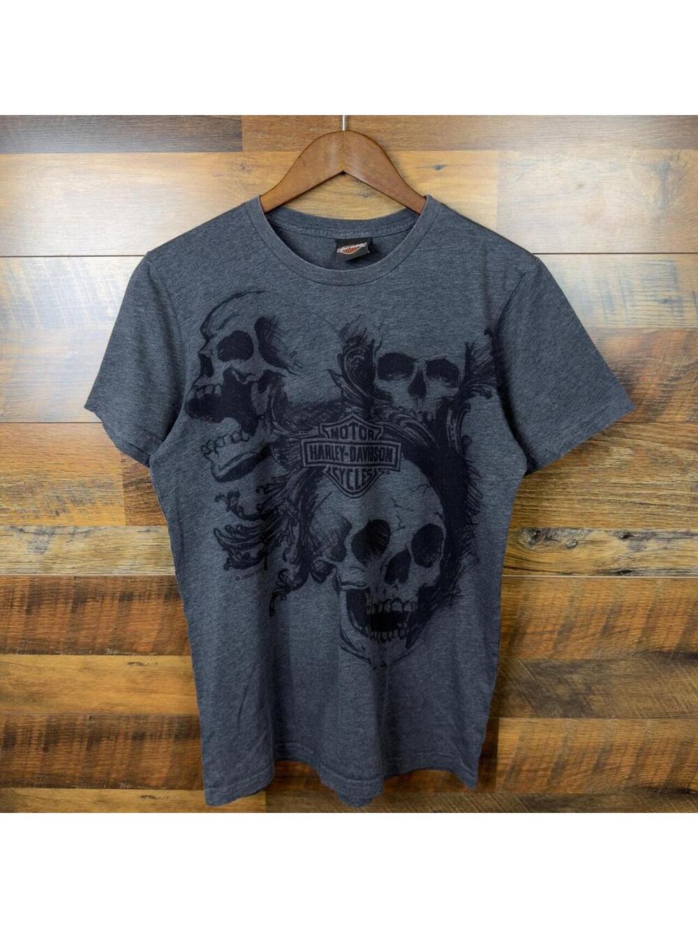 Vintage Harley Davidson Skull T-Shirt Large Made in USA Cincinnati Ohio Biker